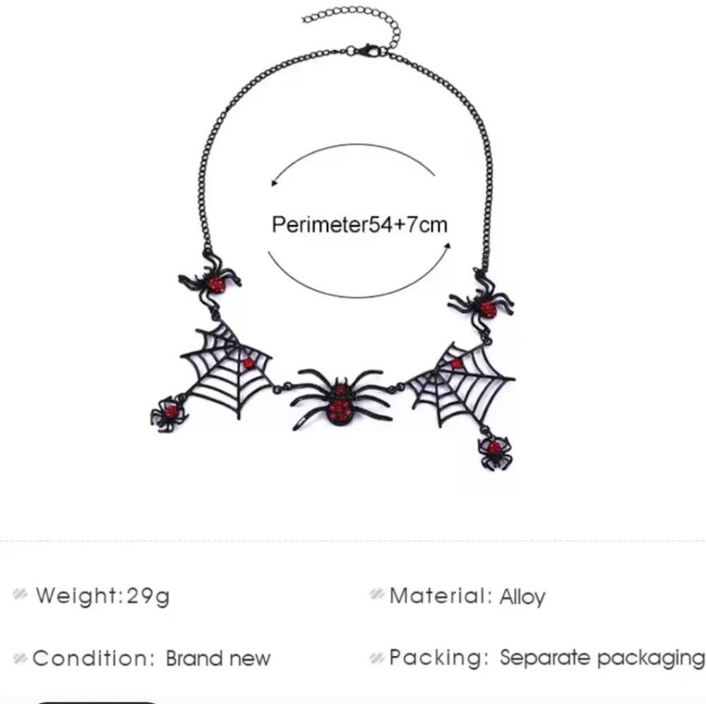 Halloween Party Black and Red Spider Web Necklace - Picture 4 of 6
